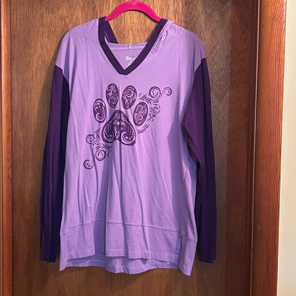 Purple Long Sleeve Hoodie with paw print design